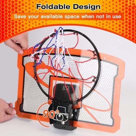 Indoor Mini Basketball Hoop Set Over Door Basketball Hoop with 4 Inflatable Ball - Picture 5 of 6